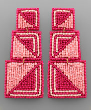 Load image into Gallery viewer, Two Tone 3 Square Bead Earrings
