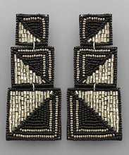 Load image into Gallery viewer, Two Tone 3 Square Bead Earrings
