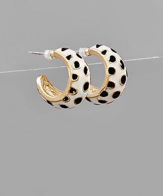 Enamel Cheetah Print Hoops