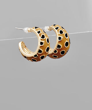 Enamel Cheetah Print Hoops
