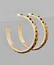 Load image into Gallery viewer, Thin Enamel Cheetah Print Hoops

