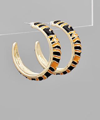 Enamel Leopard Print Hoops