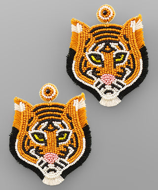 Tiger Face Bead Earrings