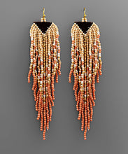 Load image into Gallery viewer, Inverted Triangle Bead Tassel Earrings
