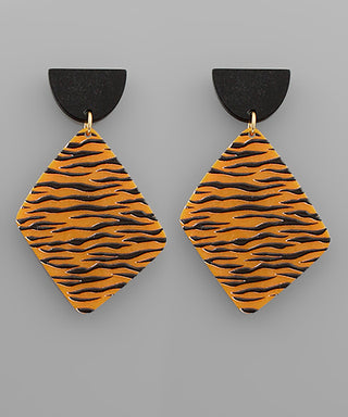 Tiger Print Rhombus Earrings