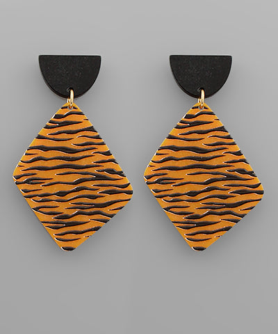 Tiger Print Rhombus Earrings