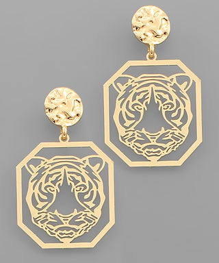 Tiger Filigree Octagon Earrings