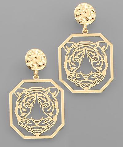 Tiger Filigree Octagon Earrings
