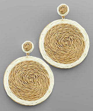 Raffia Twotone Disk Earrings