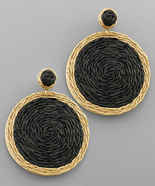 Raffia Twotone Disk Earrings