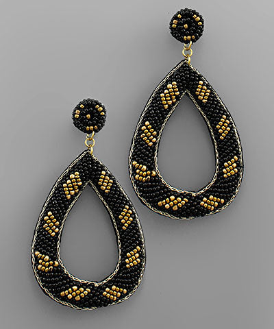 Leopard Bead Teardrop Earrings