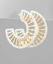 Load image into Gallery viewer, Raffia Wrapped Bar Hoops
