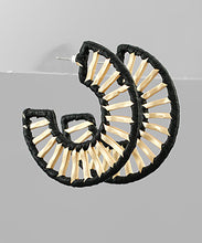 Load image into Gallery viewer, Raffia Wrapped Bar Hoops
