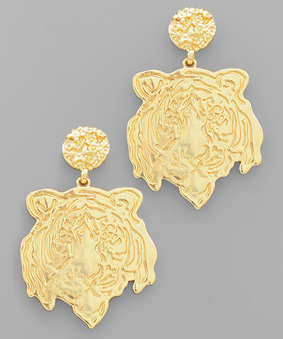 Tiger Textured Plate Earrings