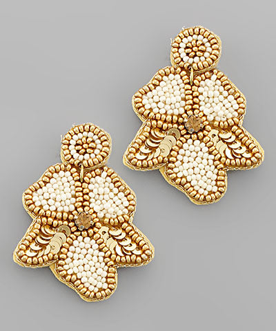 Seed Bead & Sequin Flower Earrings