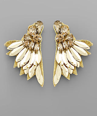 Crystal Sequin Wing Earrings