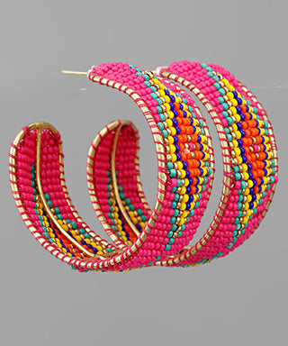 Rhomus Pattern Beads Hoops