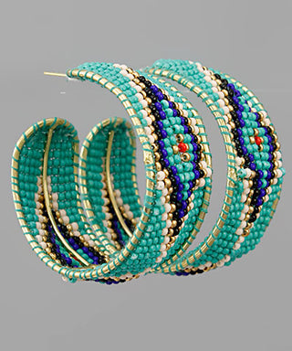Rhomus Pattern Beads Hoops