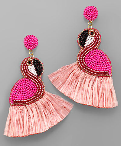 Beaded Flamingo Earrings