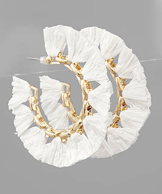 50mm Raffia Trimmed Hoops