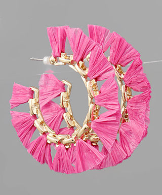 50mm Raffia Trimmed Hoops