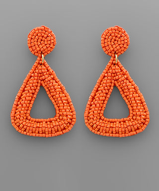 Beaded Round Triangle Earrings