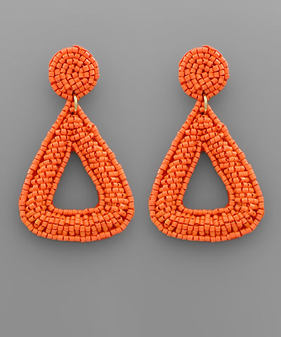 Beaded Round Triangle Earrings