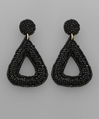 Beaded Round Triangle Earrings