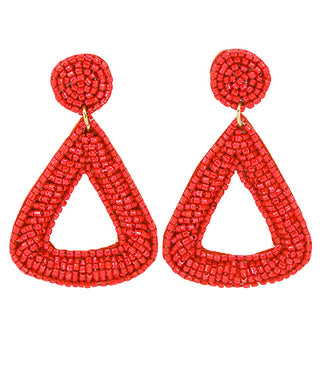 Beaded Round Triangle Earrings