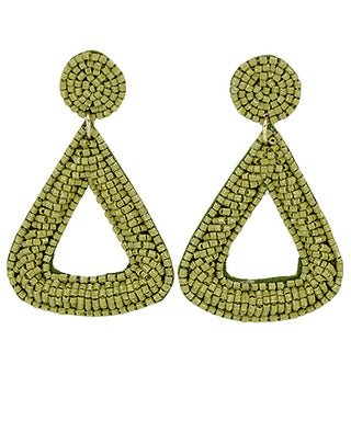 Beaded Round Triangle Earrings