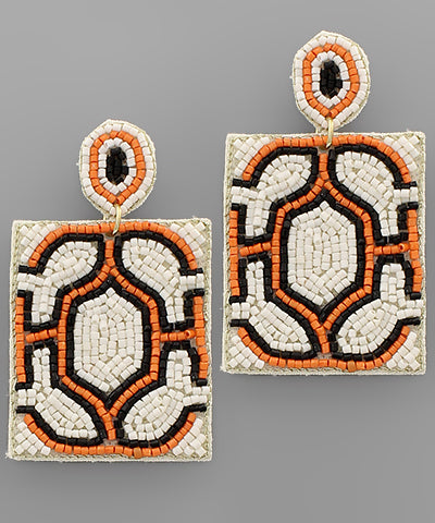 Geometric Pattern Square Earrings