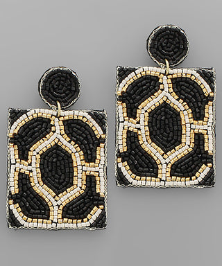 Geometric Pattern Square Earrings