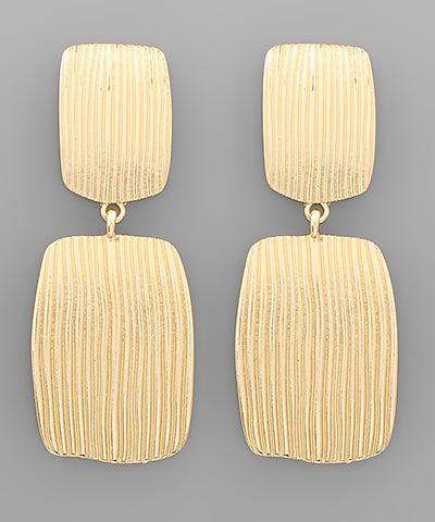 Line Textured 2 Square Earrings