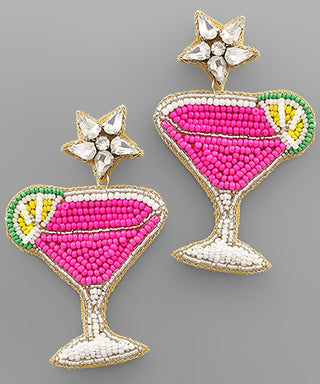 Lime Cocktail Glass Earrings