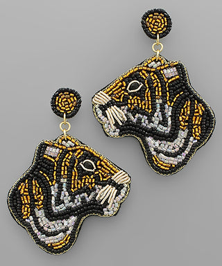 Tiger Theme Beaded Earrings