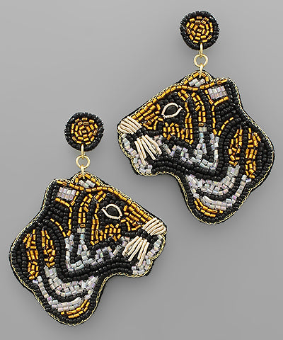 Tiger Theme Beaded Earrings