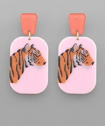 Tiger Theme Printed Earrings