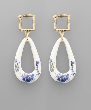 Chinoiserie Teardrop Open Earrings