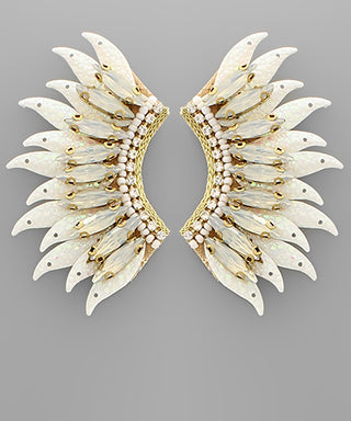 Sequin And Glass Wing Earrings