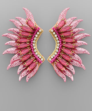Sequin And Glass Wing Earrings