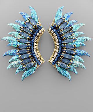 Sequin And Glass Wing Earrings