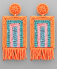 Load image into Gallery viewer, Beaded Square And Tassel Earrings
