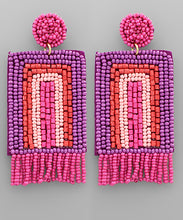 Load image into Gallery viewer, Beaded Square And Tassel Earrings
