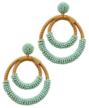 Load image into Gallery viewer, Rattan And Bead Two Circle Earrings
