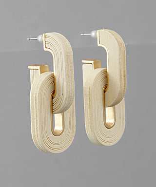 Thick Wood Link Earrings