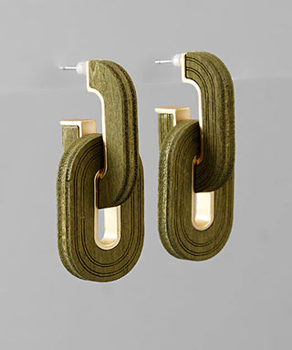 Thick Wood Link Earrings