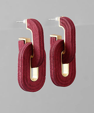 Thick Wood Link Earrings