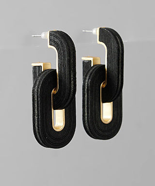 Thick Wood Link Earrings