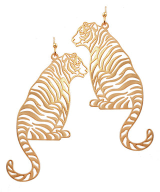 Sitting Tiger Filigree Earrings