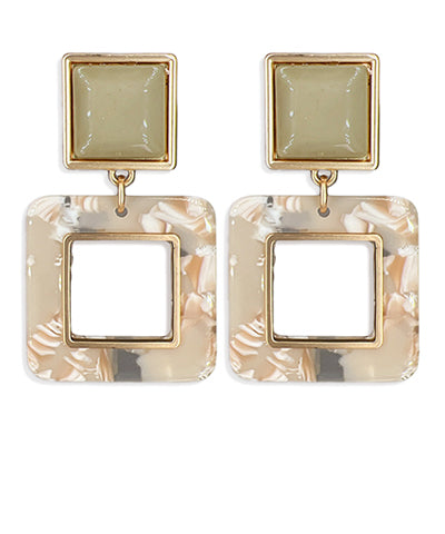 Acetate Square Hollow Earrings